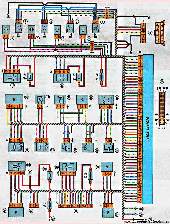 Схема блока управления ваз 2114